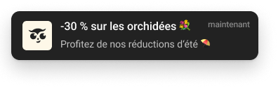 Exemple de notification envoyé depuis idyll pour prévenir des bons plans